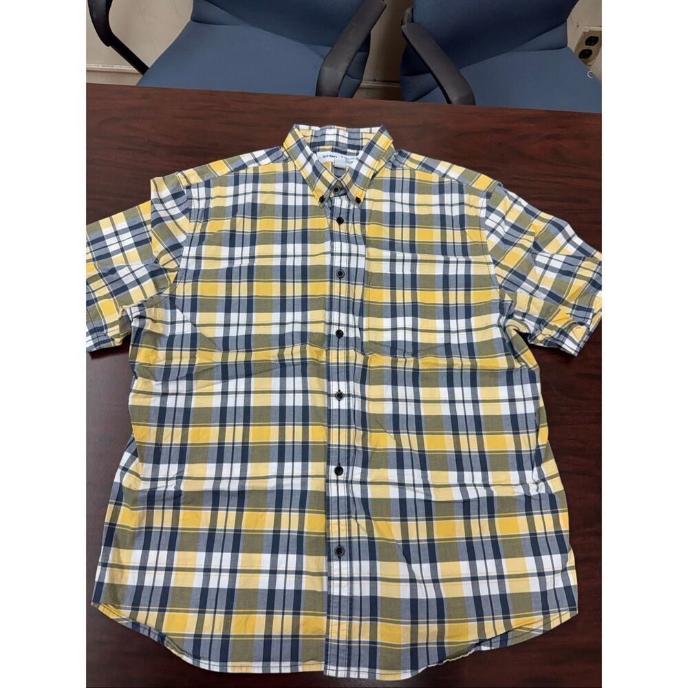 Old Navy The Classic Shirt Slim Fit Plaid Short Sleeve Button Up Size XXL